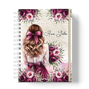Planner de Estudos: Floral Laço Vinho/Marsala