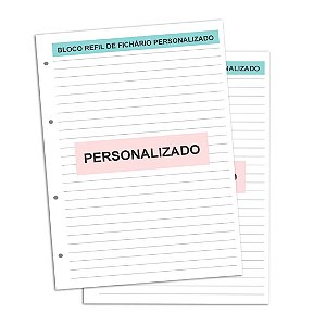 Refil PERSONALIZADO de Fichário com 180 Folhas