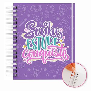 Caderno Reposicionável: 80 Folhas  | Capa Dura | 90g  Personalizado  Capa Roxa