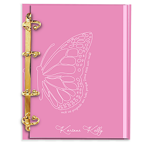Agenda Fichário Personalizada Reposicionável: Borboleta Rosa