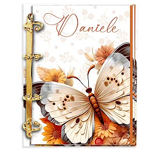 Agenda Fichário Personalizada Reposicionável:  BORBOLETA LARANJA