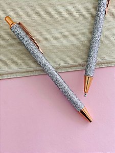 Caneta Luxo Glitter Prata – Não solta glitter nas mãos