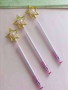Caneta Estrela Rosa- Tinta Azul