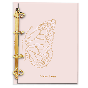 Agenda Fichário Personalizada Reposicionável:  BORBOLETA LISA BEGE