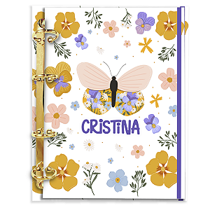 Agenda Fichário Personalizada Reposicionável:  BORBOLETA ALEGRE