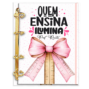 Agenda Fichário Personalizada Reposicionável:  Professor(a) Laço Rosa