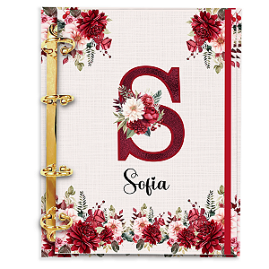 Agenda Fichário Personalizada Reposicionável:  Inicial do seu nome - Vermelho