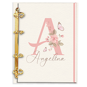 Fichário Personalizado Reposicionável: Coleção Alfabeto - Bege Rose
