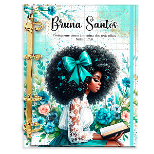 Agenda Fichário Personalizada Reposicionável : Cristã Menina - Turquesa