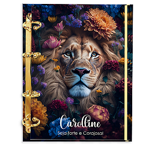 Agenda Fichário Personalizada Reposicionável : Cristã Leão Judá Floral