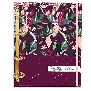 Agenda Fichário Personalizada Reposicionável: Jardim Floral Marsala