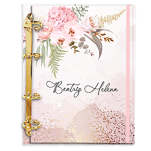 Agenda Fichário Personalizada Reposicionável: Jardim Floral Rose