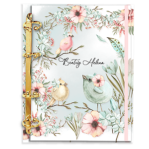 Agenda Fichário Personalizada Reposicionável: Jardim Passáros
