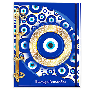 Agenda Fichário Personalizada Reposicionável: Olho Grego Azul