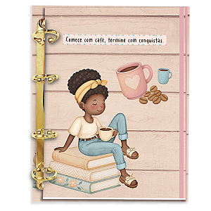 Agenda Fichário Personalizada Reposicionável: Cafezinho
