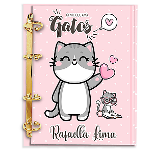 Agenda Fichário Personalizada Reposicionável: Gatinha 1