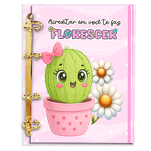 Agenda Fichário Personalizada Reposicionável: Cacto 02