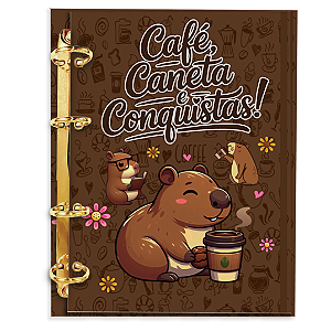 Fichário Personalizado Reposicionável: Capivara Cafezinho