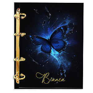 Agenda Fichário Personalizada Reposicionável: Borboleta Azul 1