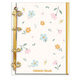 Fichário Personalizado Reposicionável Pautado: Floral AM6
