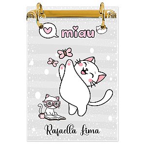 Bloco Fichário A5 Personalizado Reposicionável: Gatinha 02
