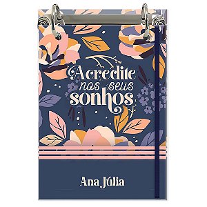 Bloco Fichário A5 Personalizado Reposicionável: Floral 06ionável: