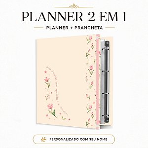 Planner Fichário 2 em 1: Coleção 2027 - JARDIM QUE APRENDEU A FLORIR - Bege/Amarelo