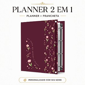 Planner Fichário 2 em 1: Coleção 2027 - JARDIM QUE APRENDEU A FLORIR - Vinho