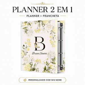 Planner Fichário 2 em 1: Coleção 2027 - Floral Amarela