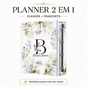 Planner Fichário 2 em 1: Coleção 2027 - Floral Azul