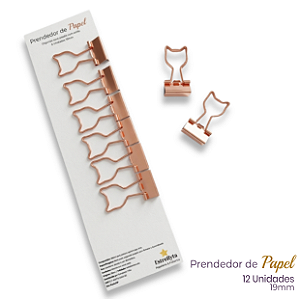 Prendedor de Papel Estilo Binder Clip Gatinho – Rose Gold | Estrellyta