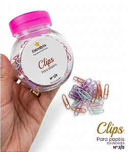 Clips Potinho Coloridos para Papel – Pote com 150 unidades (Nº 2/0)