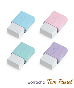 Borracha Plástica Branca com Cinta Tom Pastel, Pequena, Cores Sortidas, Faber-Castell