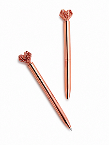 Canetas Luxo Coração Rose – Escrita Azul Premium | Estrellyta