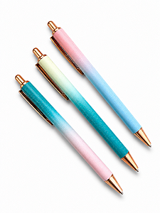 Kit 3 Caneta Luxo Degradê Glitter Rose Gold