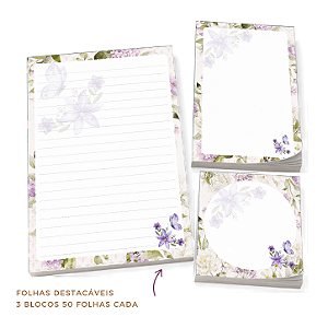 Trio de Bloquinhos - Floral Roxo