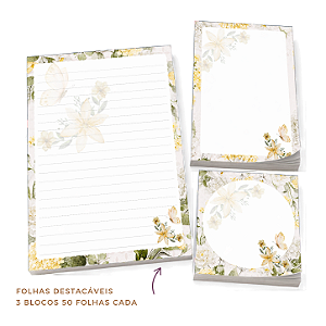 Trio de Bloquinhos - Floral Amarelo