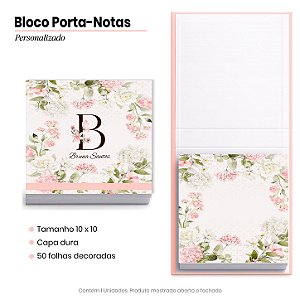 Bloco Porta Notas - Personalizado: Floral Rosa