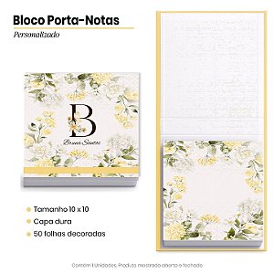 Bloco Porta Notas - Personalizado: Floral Amarelo