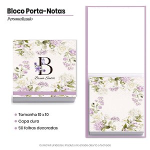 Bloco Porta Notas - Personalizado: Floral Lilás