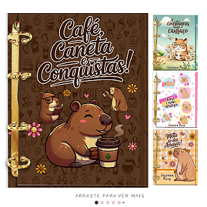 Agenda Fichário Personalizada Reposicionável: Coleção Capivarinha