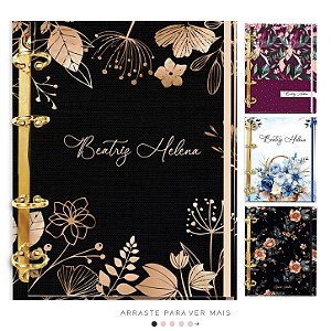 Agenda Fichário Personalizada Reposicionável: Coleção Floral Elegante