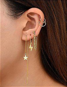 Kit Brincos Pitty Dourado
