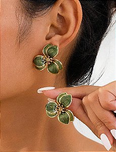 Brinco Flor Verde Militar