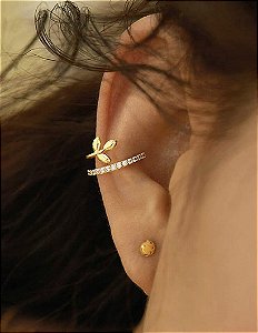 Piercing Fake Raminho Zircônia Dourado