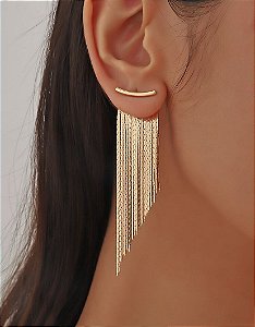 Ear Jacket Franjinha Dourado