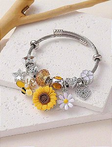 Pulseira Pingentes Girassol