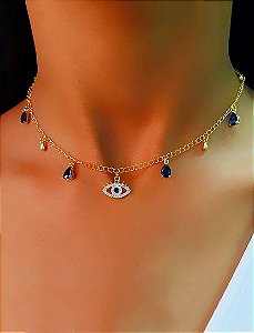 Choker Olho Grego Cravejado