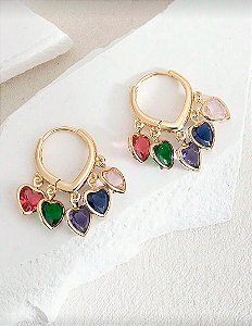 Argolinha Corações Zirconias Coloridas