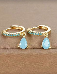 Argolinha Gotinha Azul Dourada